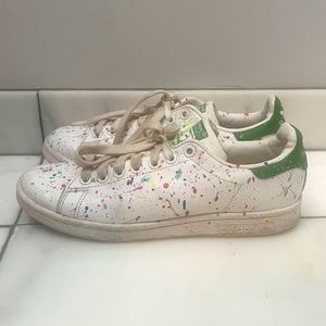 STAN SMITH ADIDAS ORIGINAL WOMENS LEATHER SNEAKERS, SIZE 71/2, CLOUD WHITE/GREEN